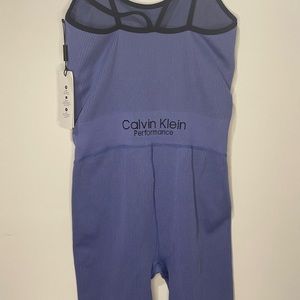 Calvin Klein Performance thick rib scoop neck sleeveless strappy unitard, M, NWT